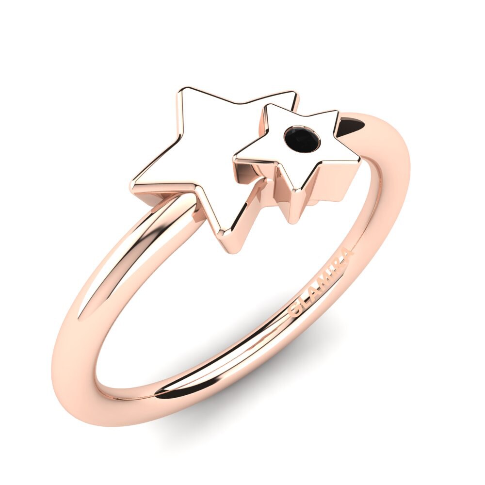 Ouro Rosa 14K Diamante Negro Anel Infantil Toyah