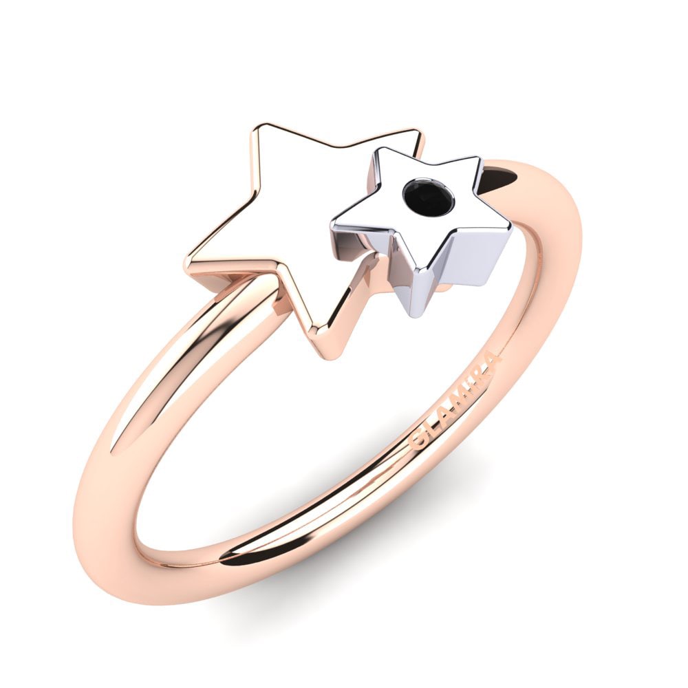 14k Oro Rosa & Blanco Diamante Negro Anillo para Niño Toyah