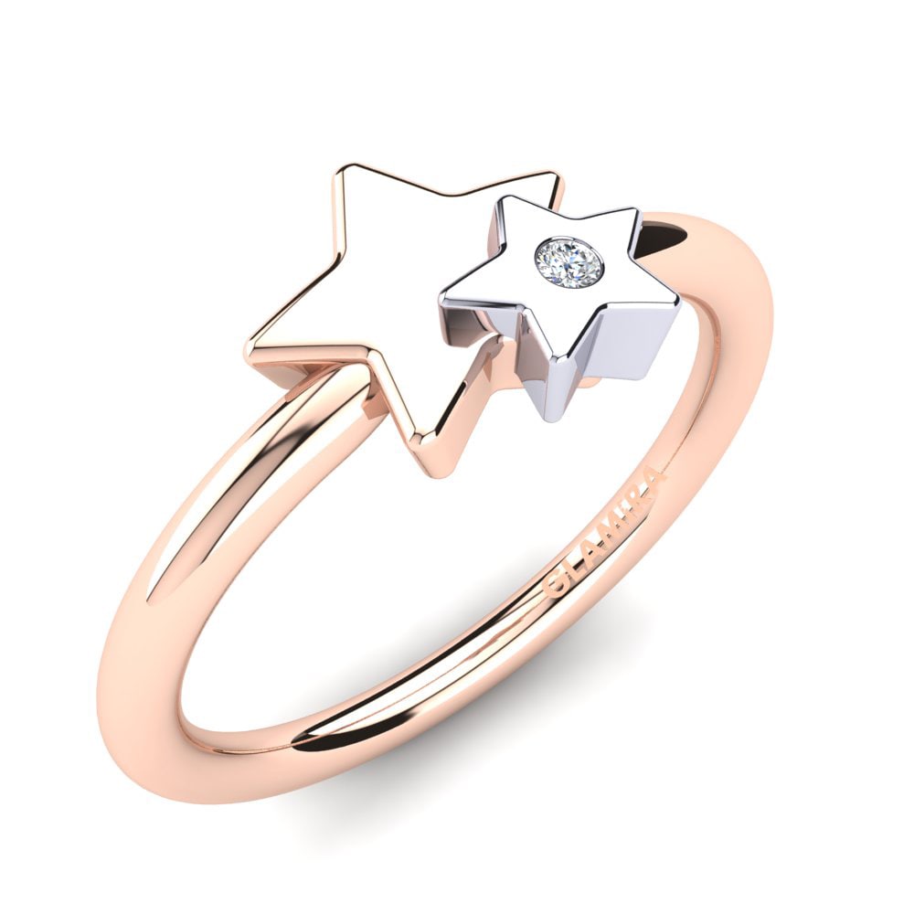 14k Oro Rosa & Blanco Zafiro blanco Anillo para Niño Toyah