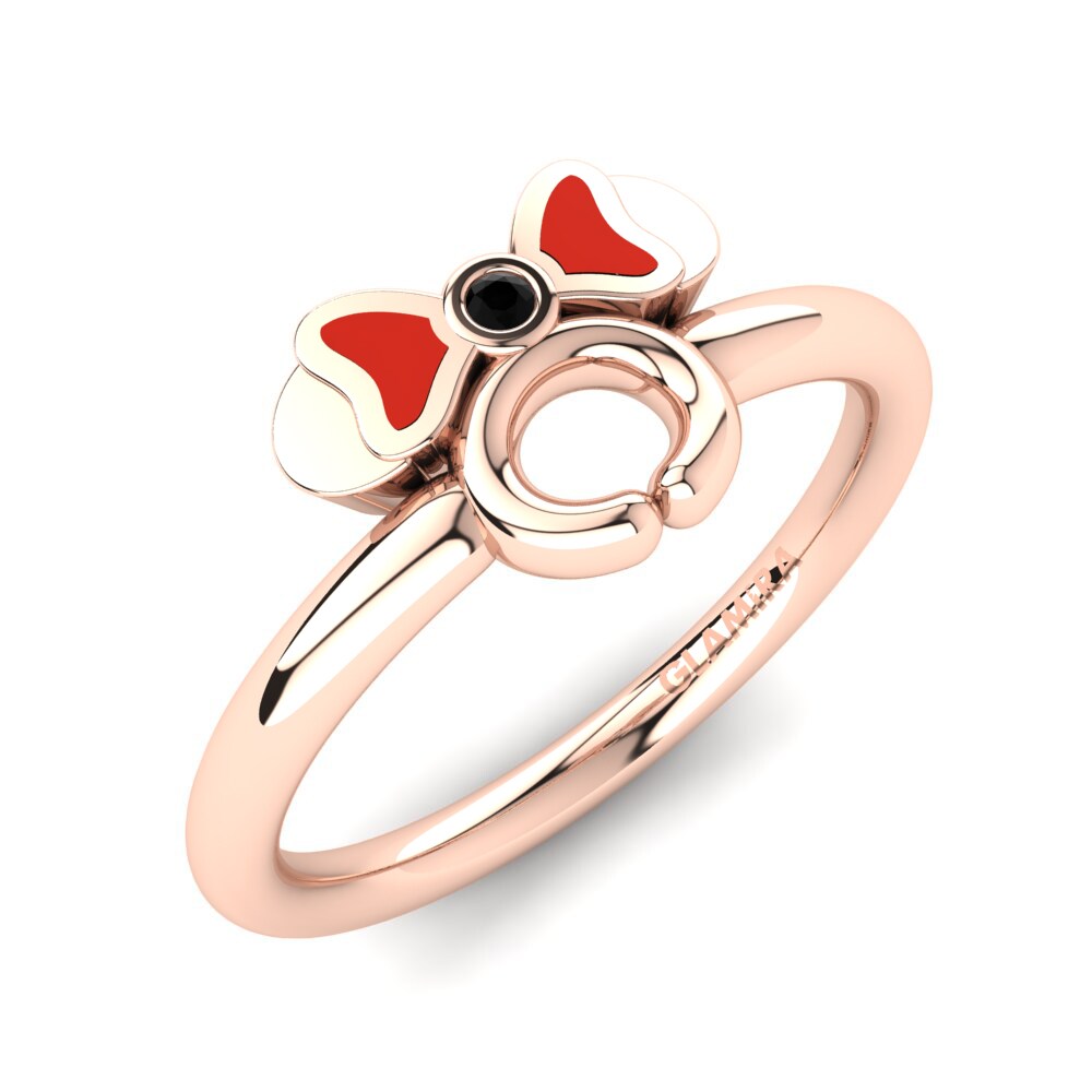 Ouro Rosa 14K Diamante Negro Anel Infantil Trixie