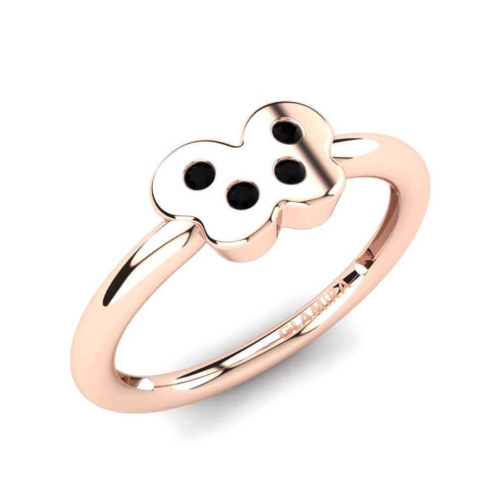 Ouro Rosa 14K Diamante Negro Anel Infantil Verley