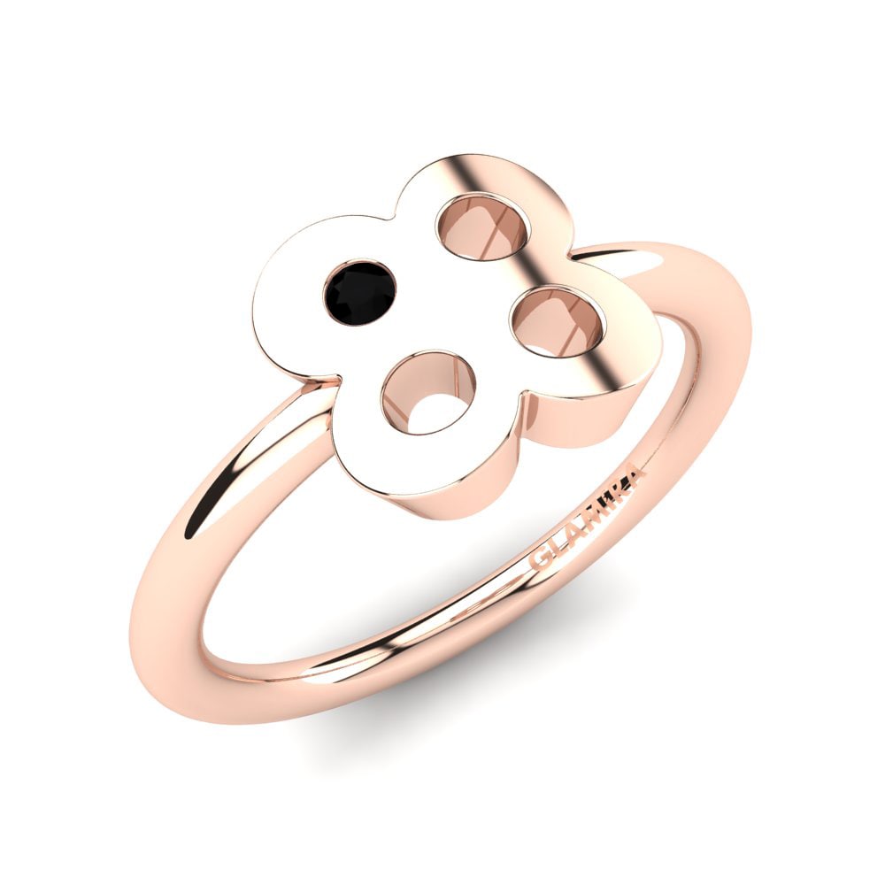 Ouro Rosa 14K Diamante Negro Anel Infantil Versie