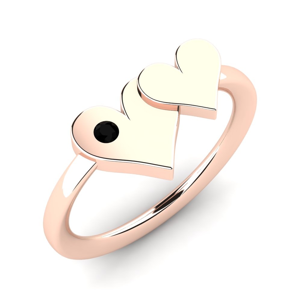 Ouro Rosa 14K Diamante Negro Anel Infantil Welsa