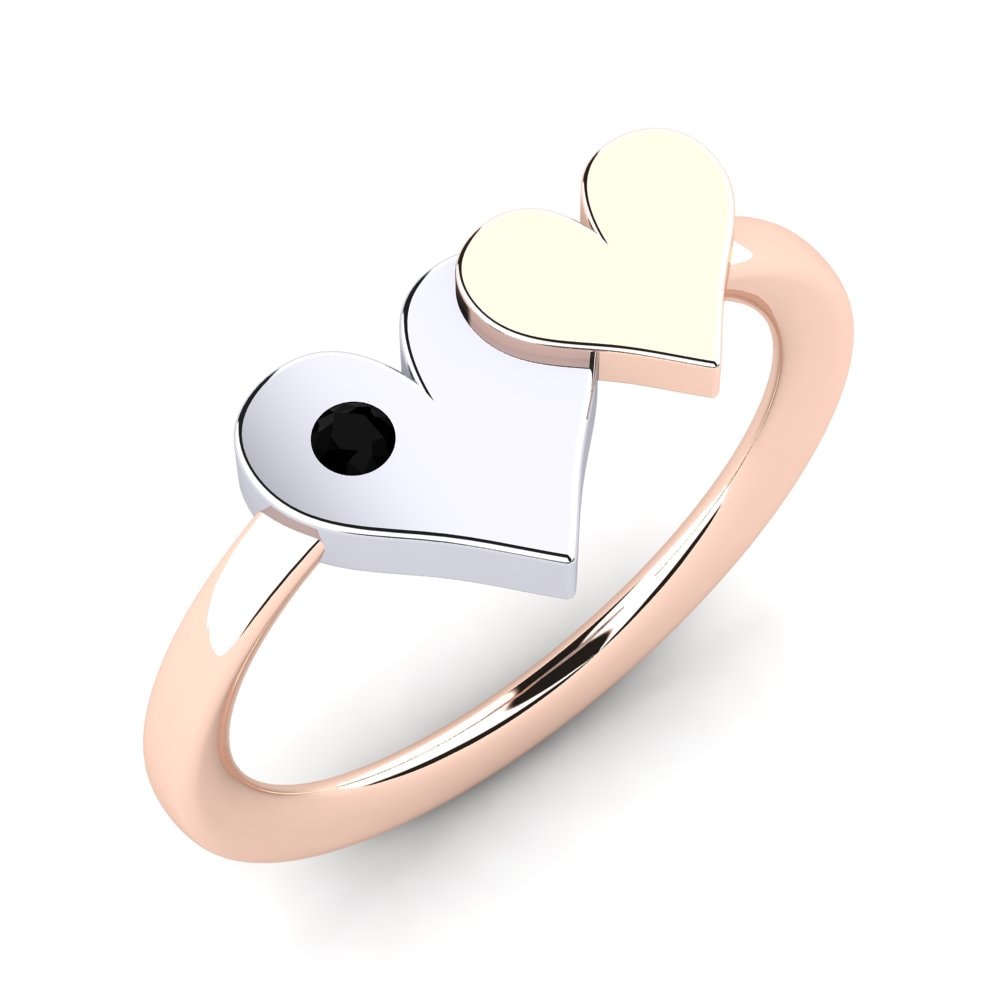 14k Oro Rosa & Blanco Diamante Negro Anillo para Niño Welsa