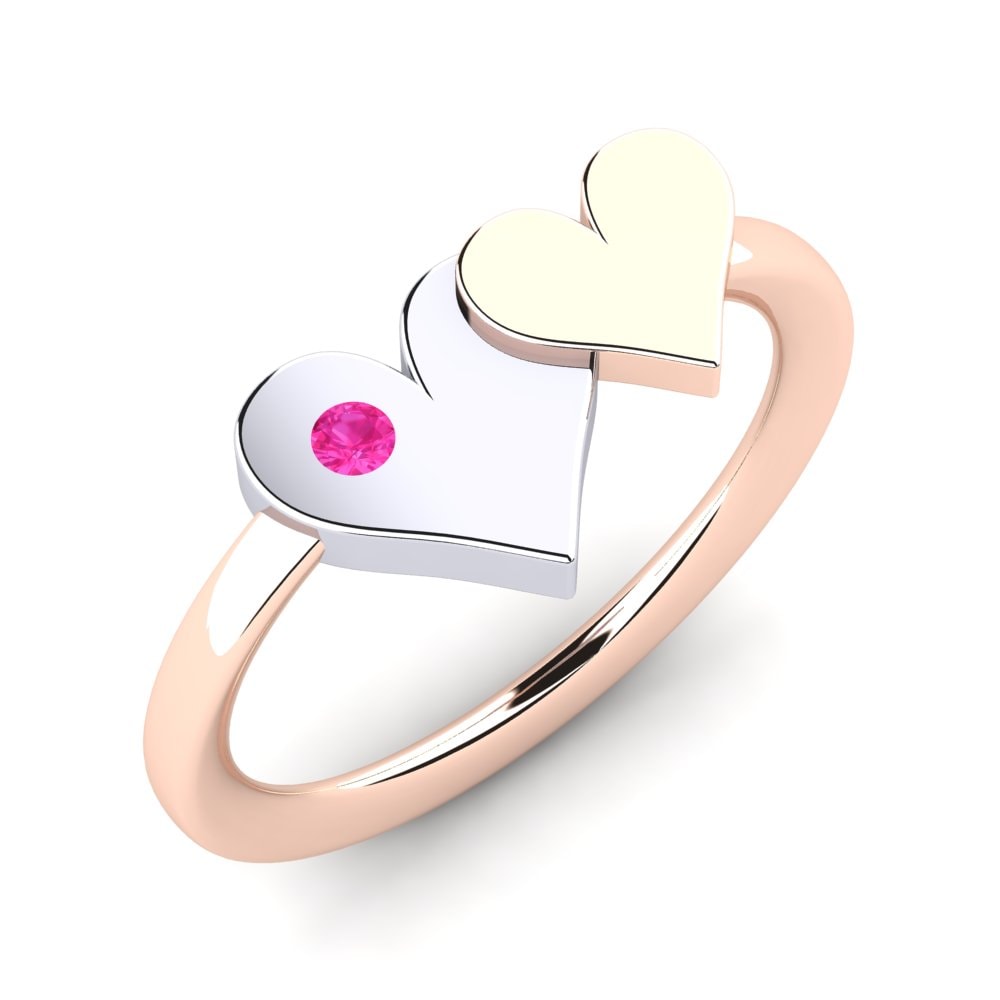 14k Oro Rosa & Blanco Turmalina rosa Anillo para Niño Welsa