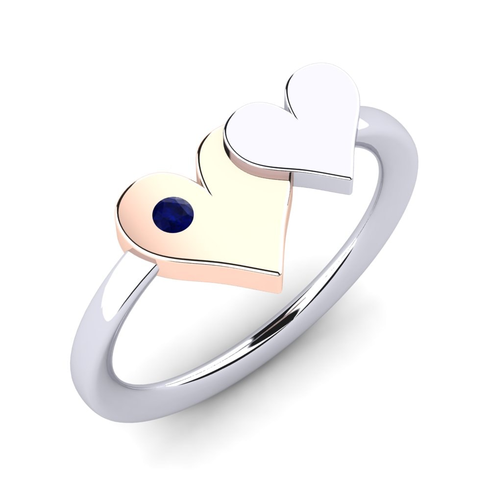 Vàng Trắng-Đỏ 18K Đá Zirconia Xanh Lam Nhẫn trẻ em Welsa