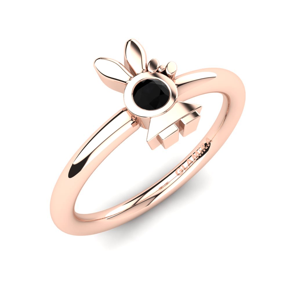 Ouro Rosa 14K Diamante Negro Anel Infantil Welss