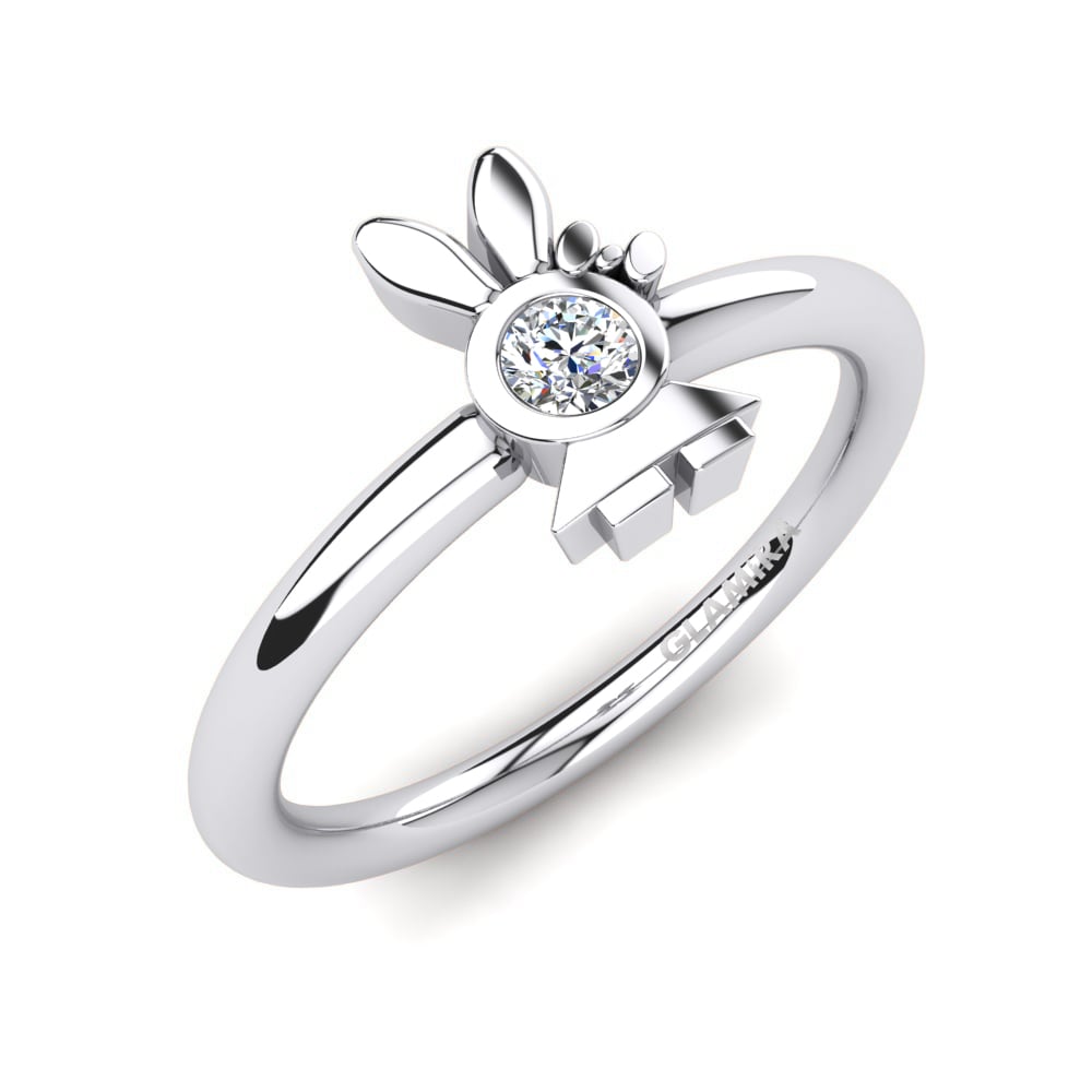 18K White Gold White sapphire Kids Ring Welss