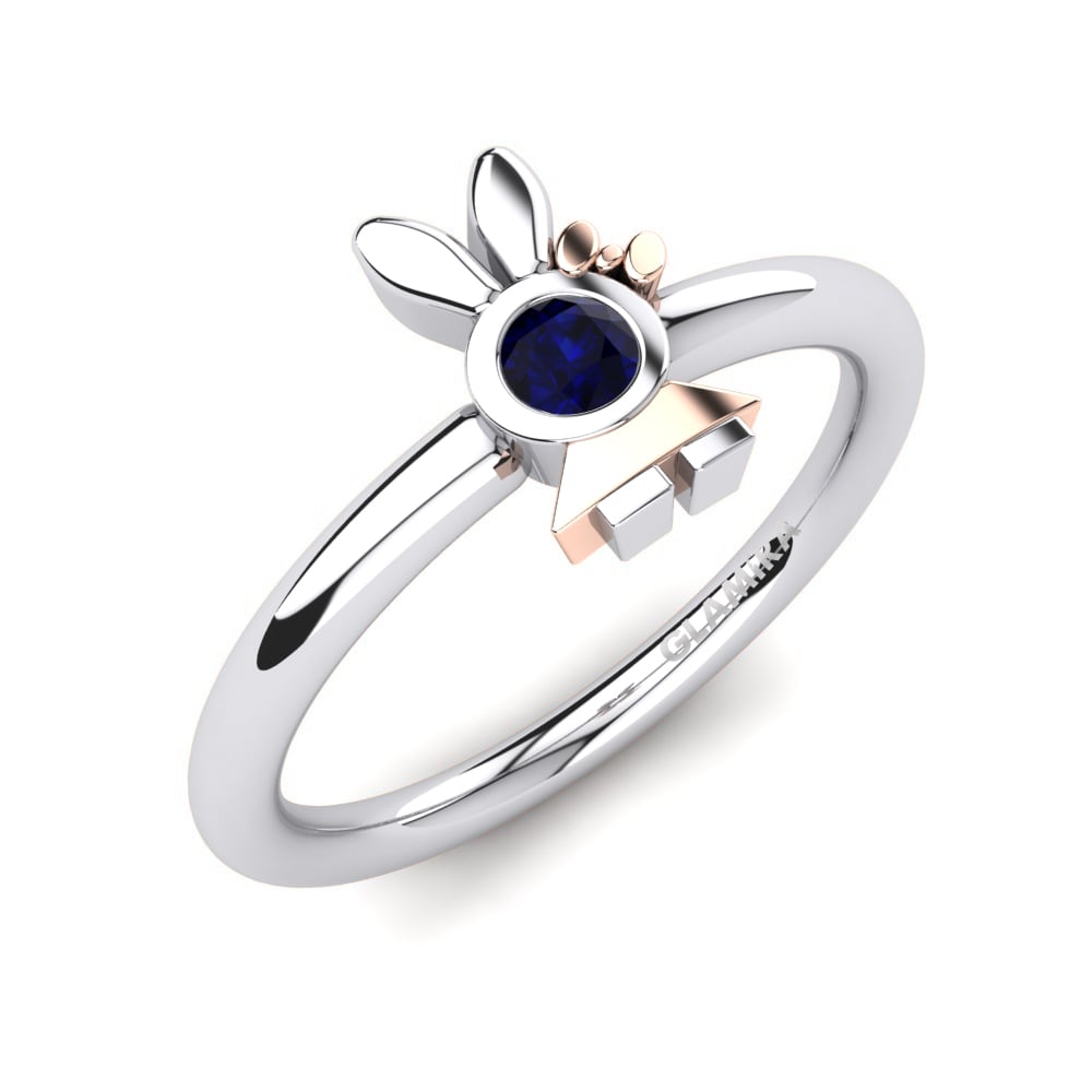 Vàng Trắng-Đỏ 18K Đá Zirconia Xanh Lam Nhẫn trẻ em Welss