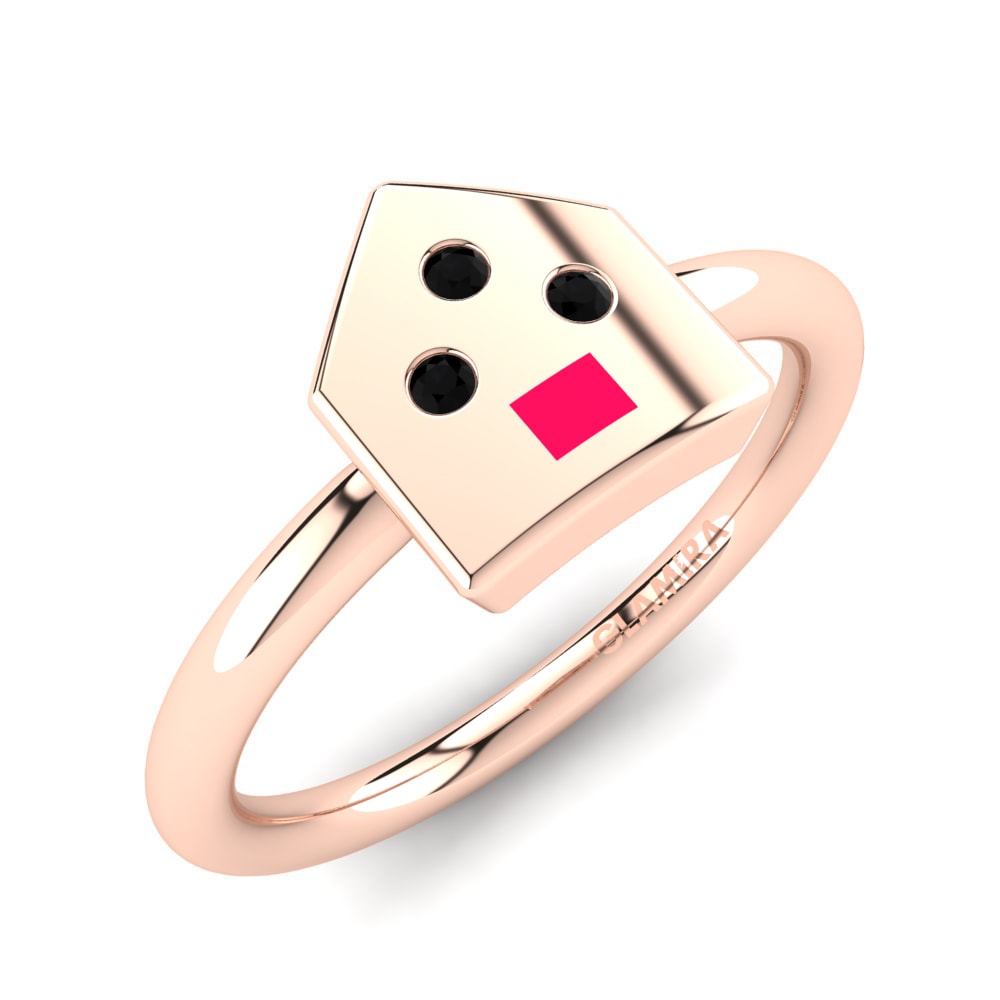 Ouro Rosa 14K Diamante Negro Anel Infantil Wenda
