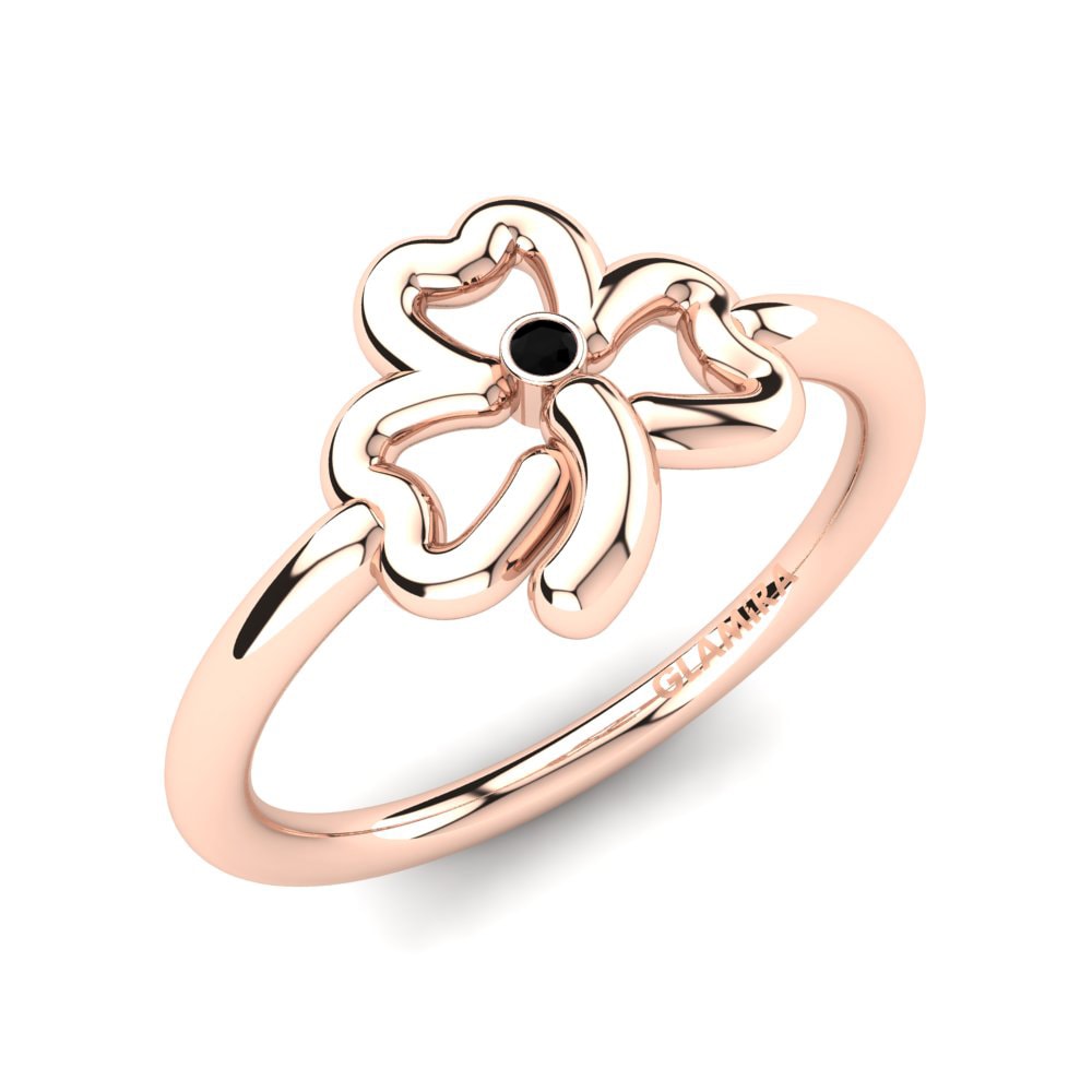 Ouro Rosa 14K Diamante Negro Anel Infantil Wilona