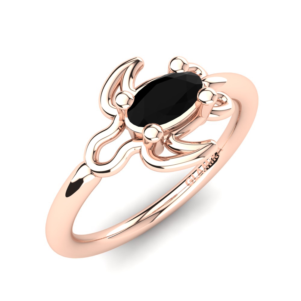 Ouro Rosa 14K Diamante Negro Anel Infantil Zelene
