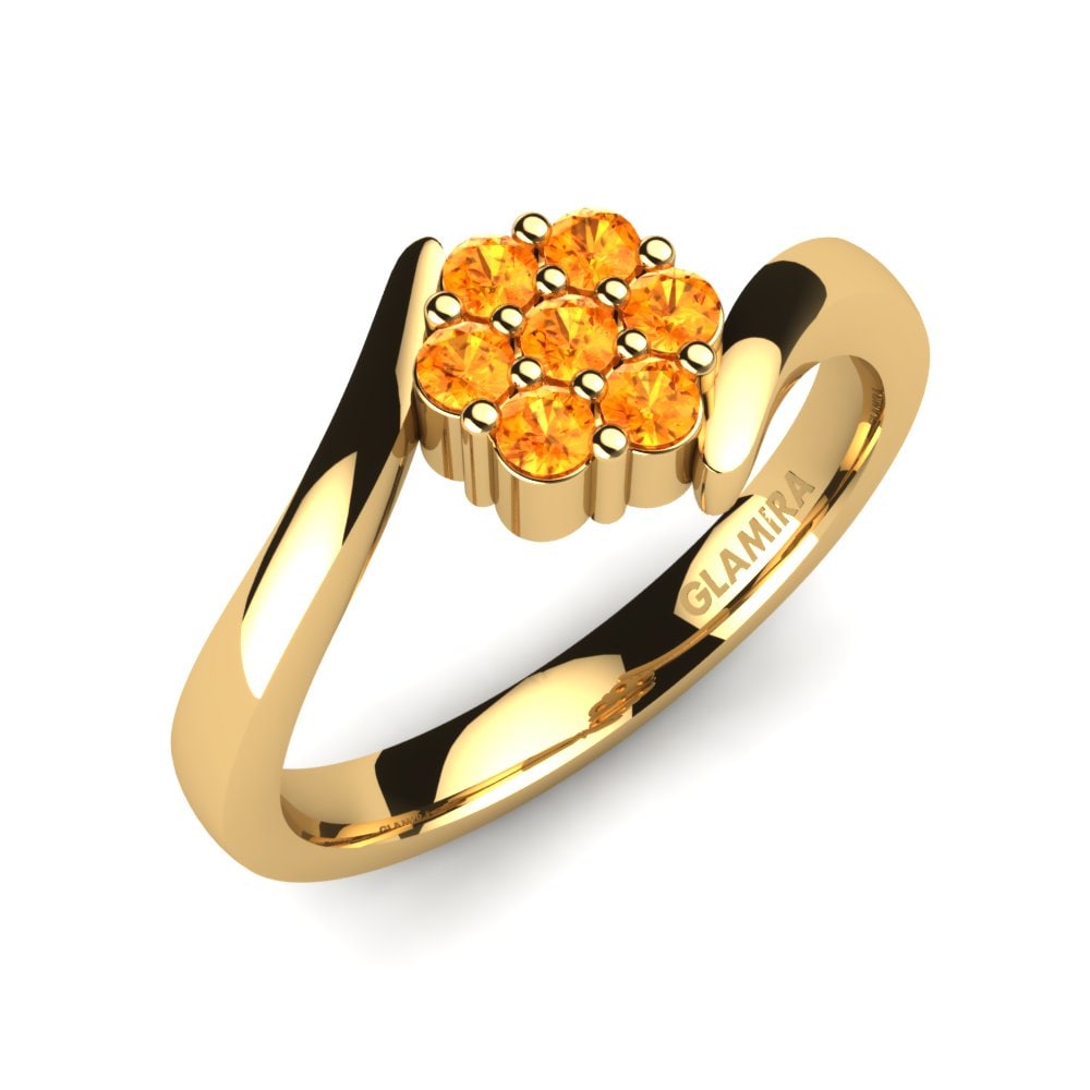 18k Oro Amarillo Citrino Anillo Zinnia