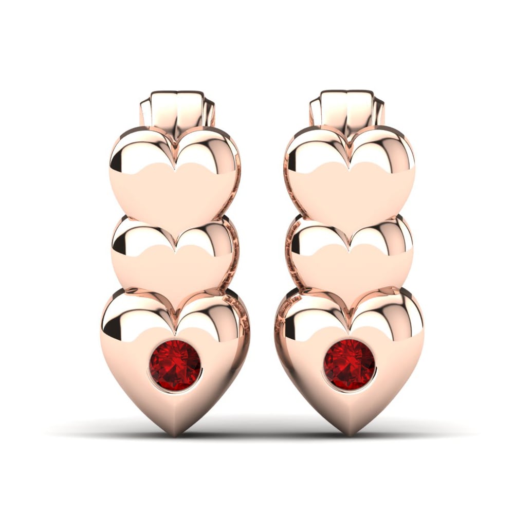 Heart Kids Earrings GLAMIRA Amalures 585 Rose Gold Ruby