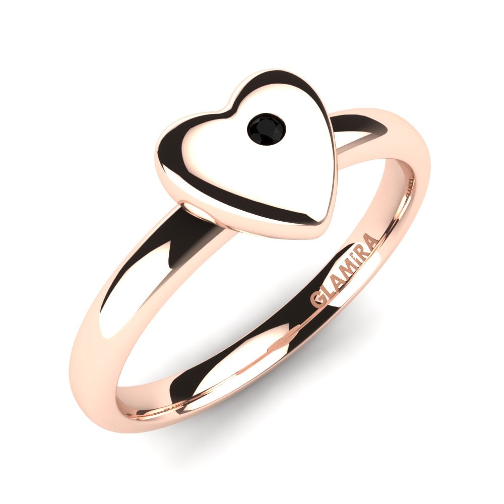 Ouro Rosa 14K Diamante Negro Anel Infantil Pixie