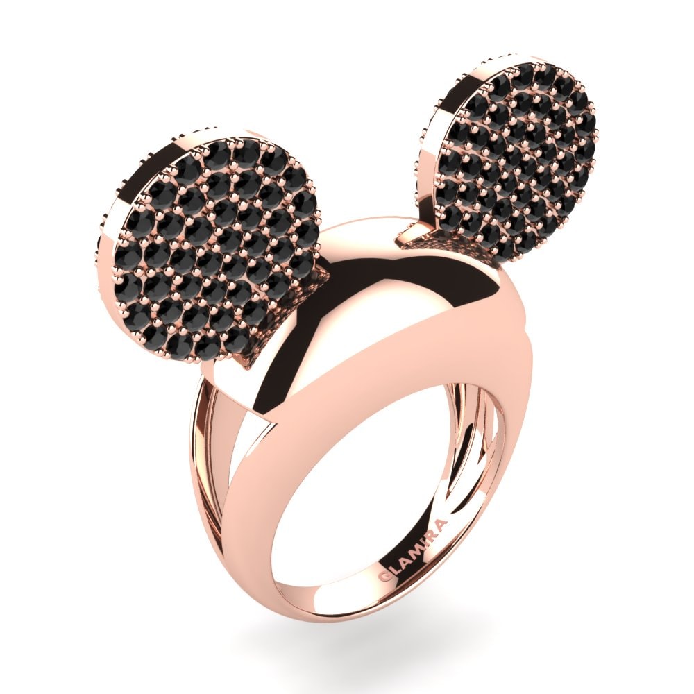 Ouro Rosa 14K Diamante Negro Anel Infantil Gigi