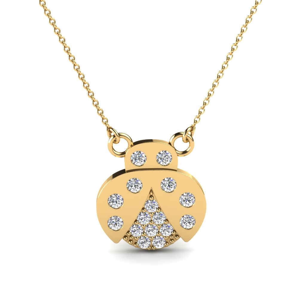 9k Yellow Gold Kid's Necklace Ladybug