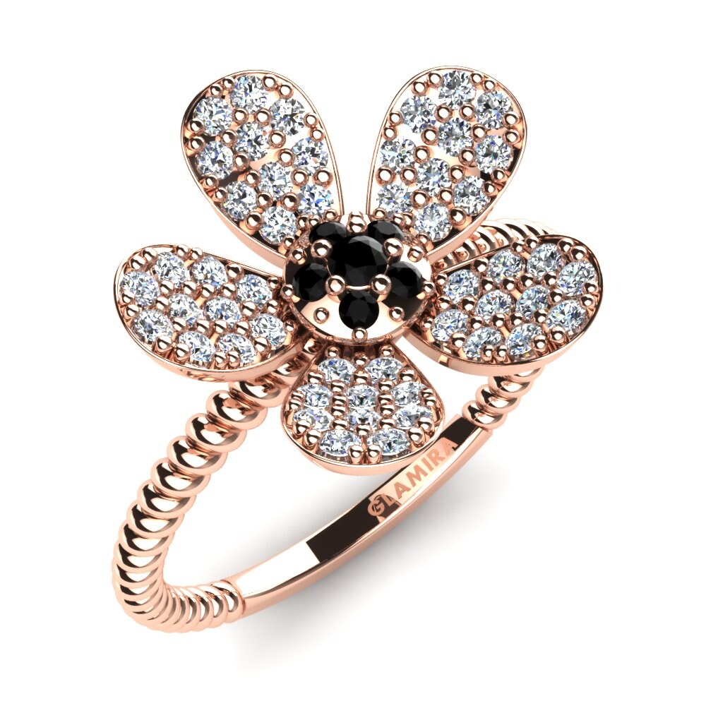 Ouro Rosa 14K Diamante Negro Anel Infantil Lola