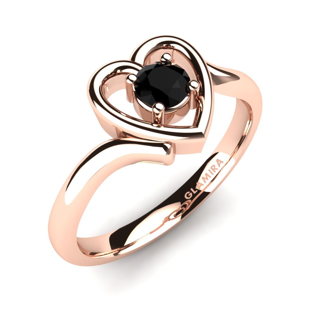 Ouro Rosa 14K Diamante Negro Anel Infantil Missy