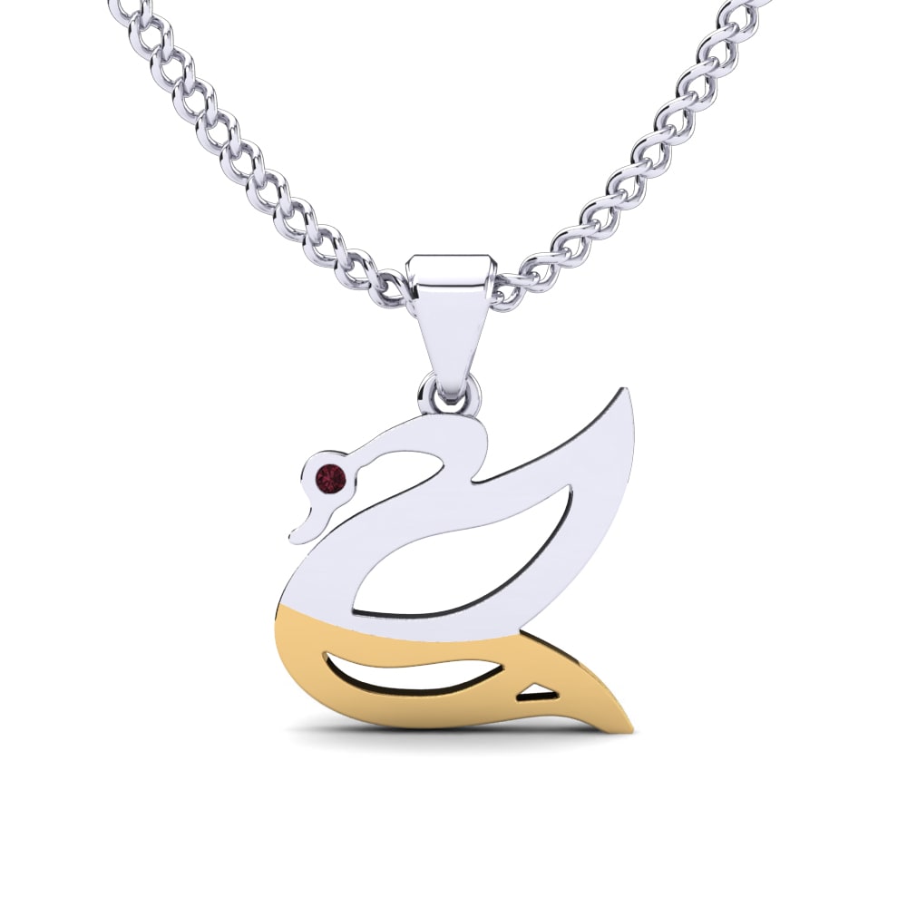 14ct White & Yellow Gold Garnet Kid's Pendant Blasa