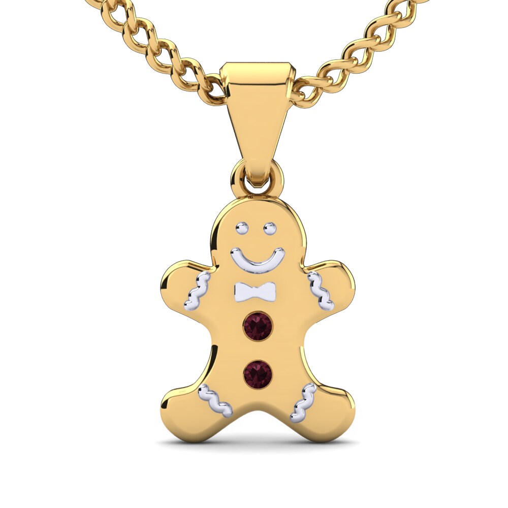 18k Oro Amarillo/Blanco Granate Colgante para Niño Ferduse