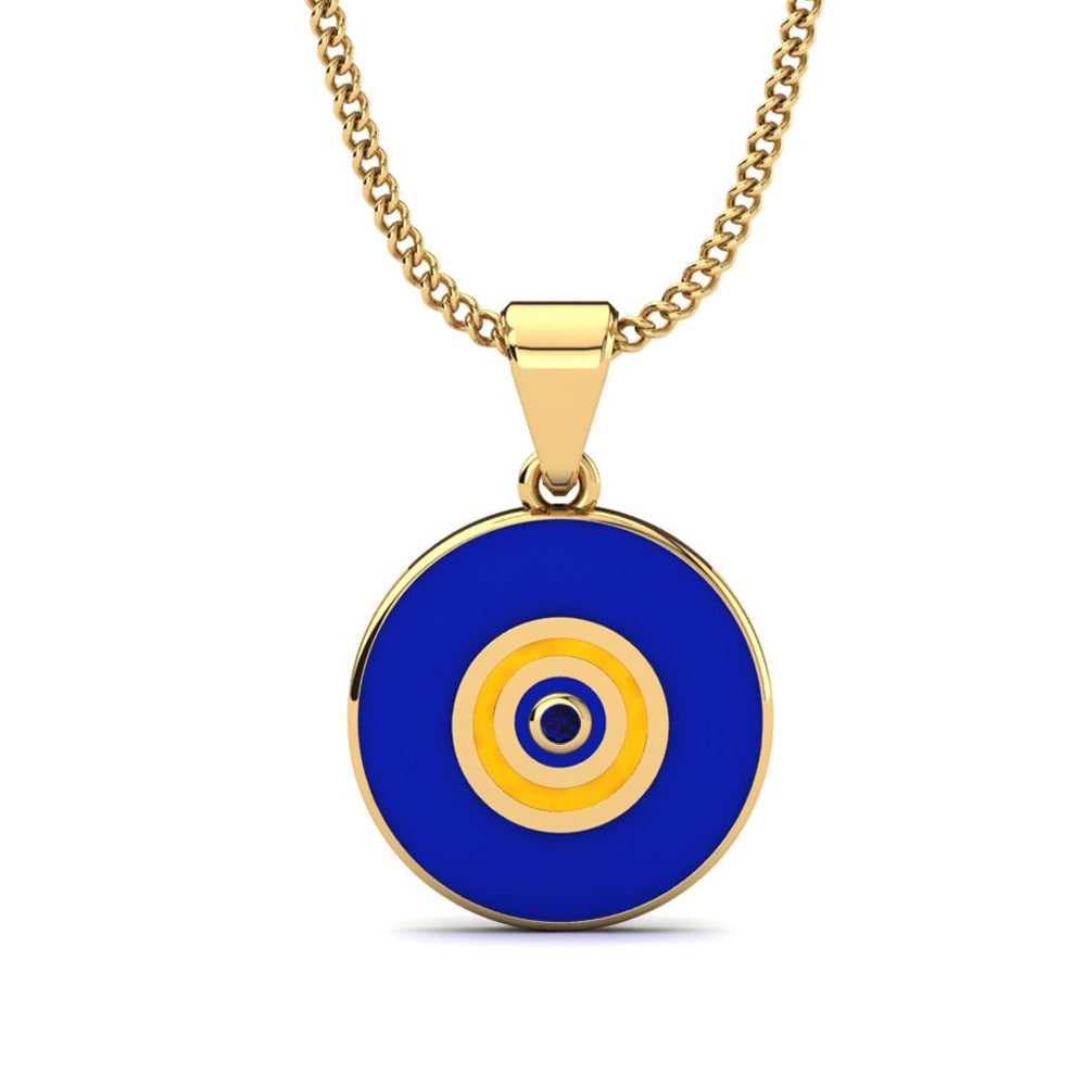 Symbols Kids Necklaces Pendant Pesent 585 Yellow Gold Sapphire