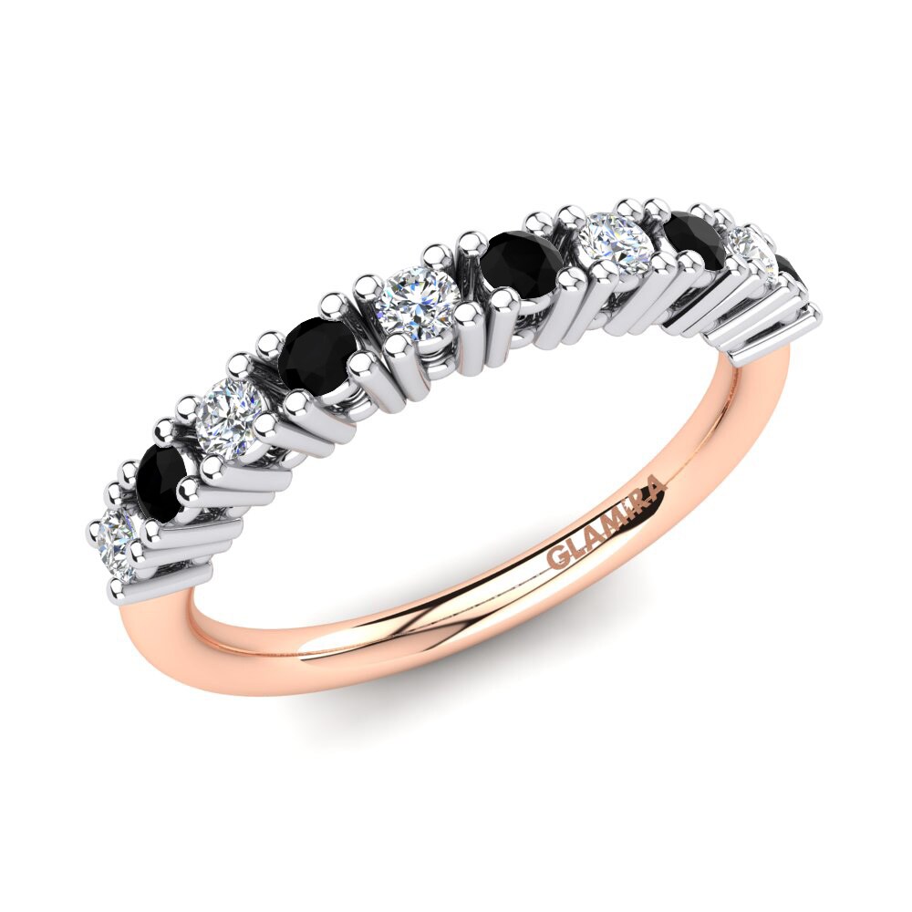 Or Rose& Blanc 14k Onyx Noir Bague Kalonnie