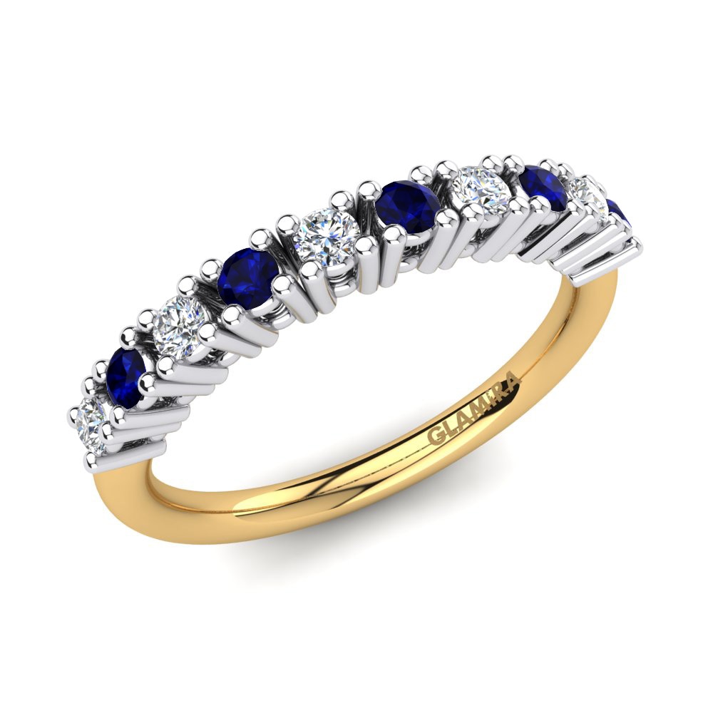 Or Jaune & Blanc 14k Zircone Bleu Foncé Bague Kalonnie