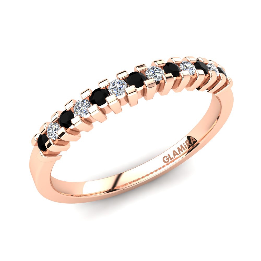 Or rose 14k Onyx Noir Bague Kalundra