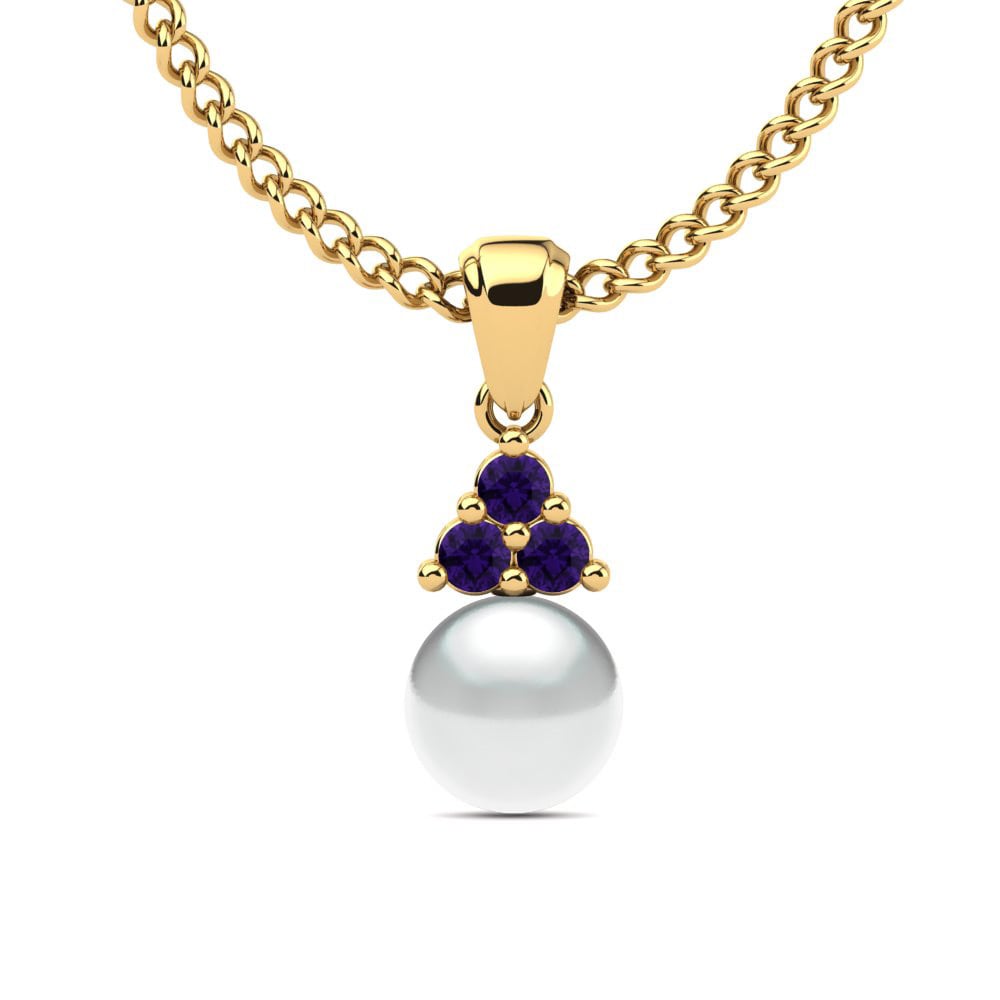Gelbgold 375 Amethyst Damen anhänger Kamoore Ø6 mm