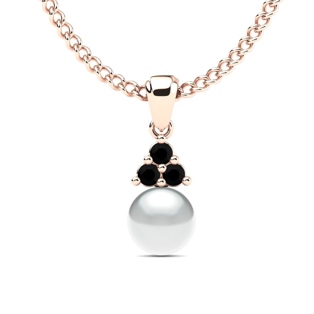 Rotgold 375 Schwarzer Onyx Damen anhänger Kamoore Ø6 mm