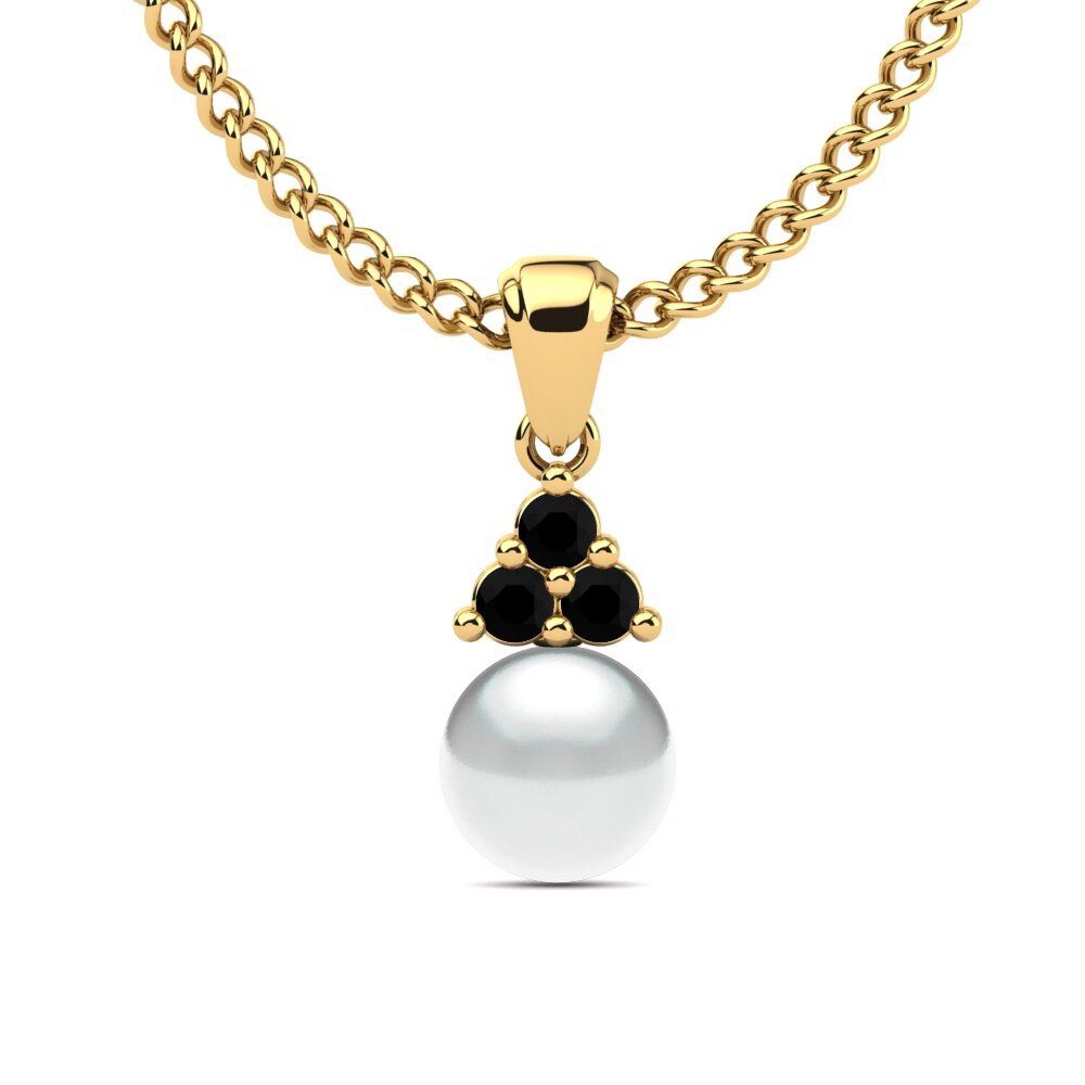 Gelbgold 375 Schwarzer Onyx Damen anhänger Kamoore Ø6 mm