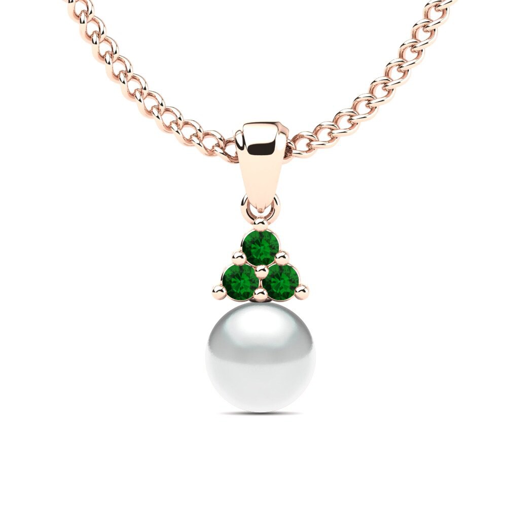 Rotgold 585 Grüner Zirkonia Damen anhänger Kamoore Ø6 mm
