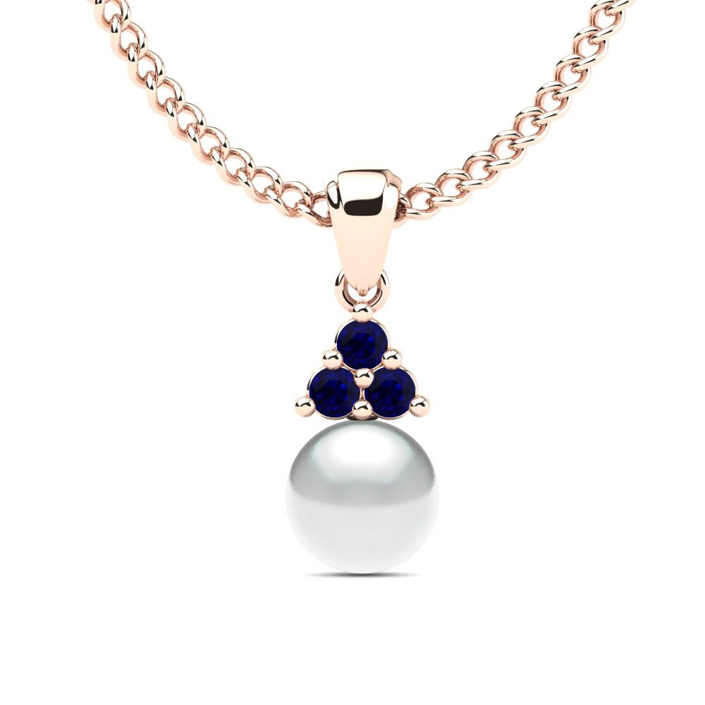 Rotgold 750 Dunkelblauer Zirkonia Damen anhänger Kamoore Ø6 mm