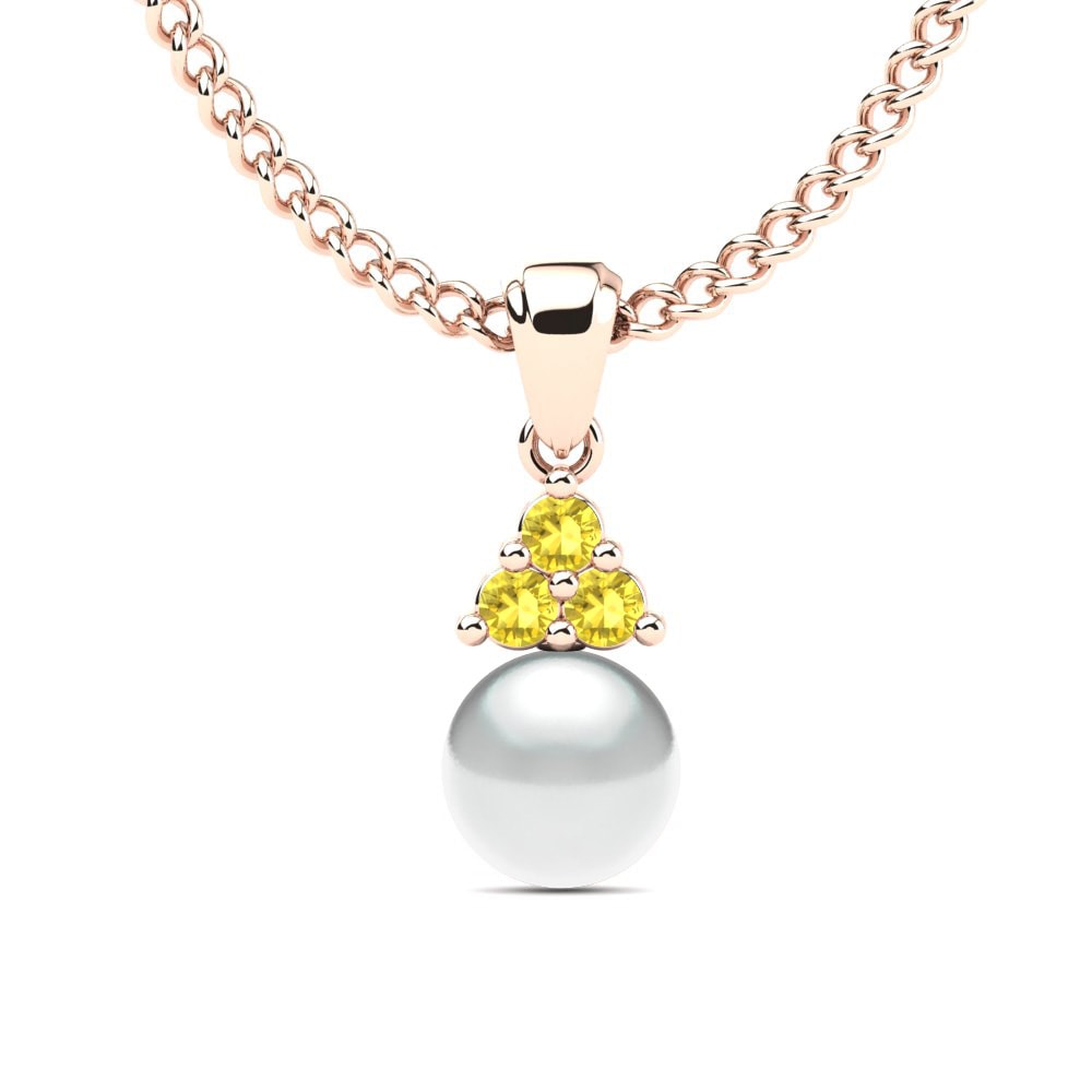 Rotgold 750 Gelber Saphir Damen anhänger Kamoore Ø6 mm