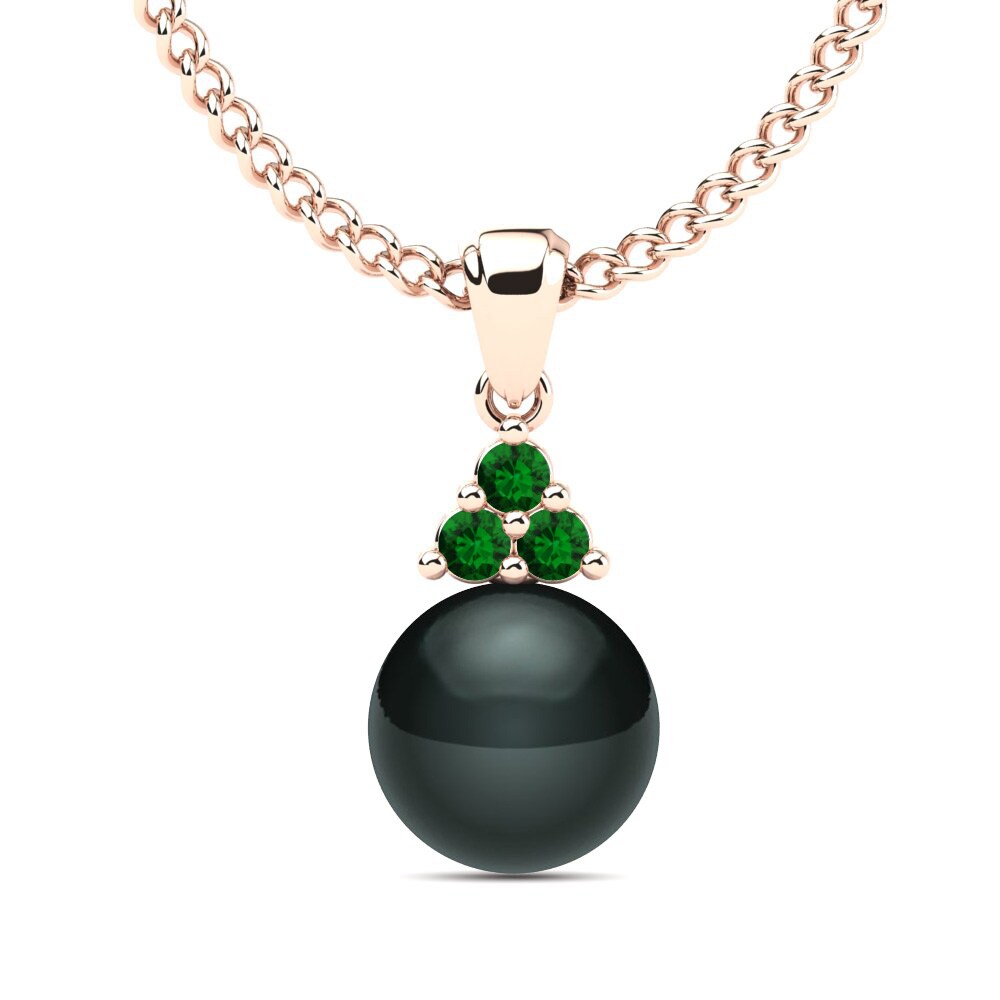 Rotgold 585 Grüner Zirkonia Damen anhänger Kamoore Ø8 mm