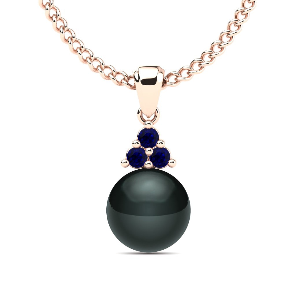 Rotgold 750 Dunkelblauer Zirkonia Damen anhänger Kamoore Ø8 mm