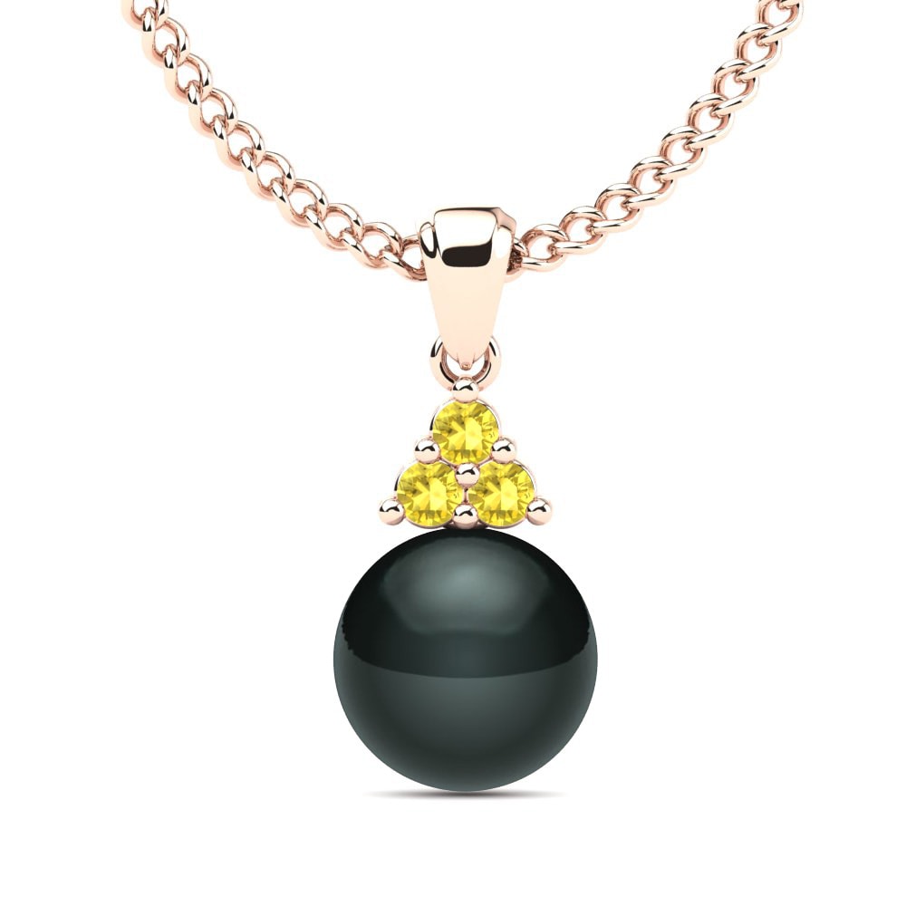 Rotgold 750 Gelber Saphir Damen anhänger Kamoore Ø8 mm