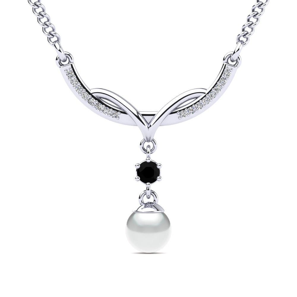 White Silver Black Diamond Women's Necklace Kanasia Ø6 mm