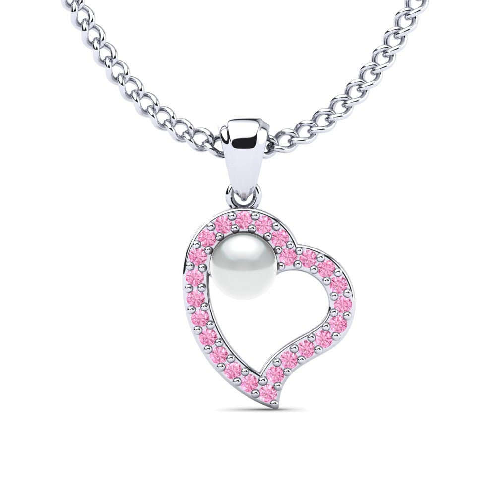 9ct White Gold Pink Sapphire Women's Pendant Kanvika Ø4 mm