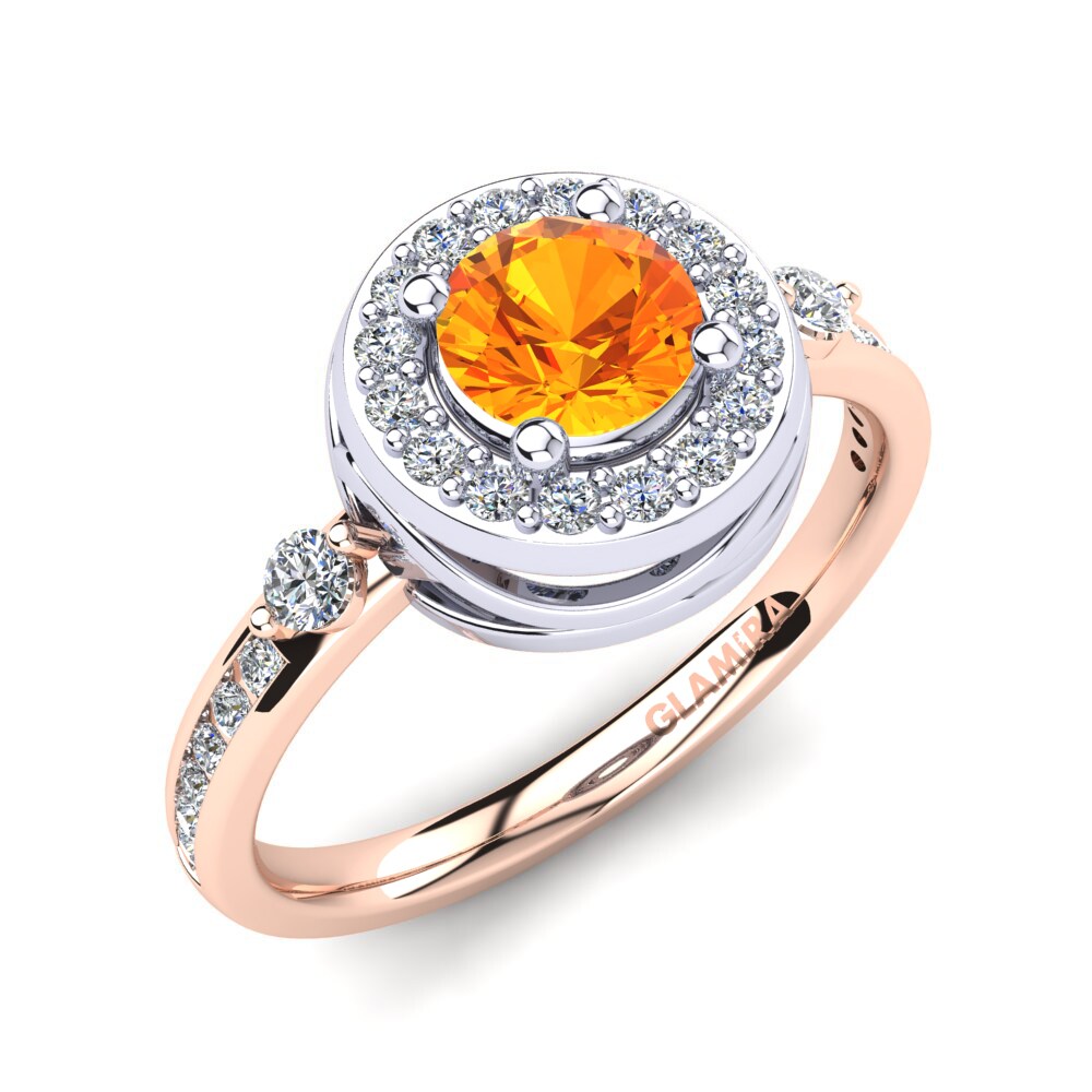 9k Rose & White Gold Citrine Engagement Ring Karpathos