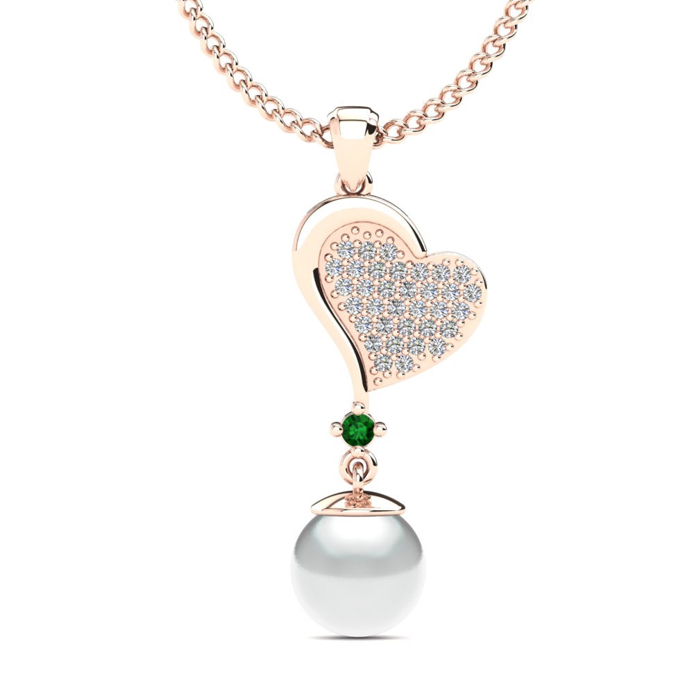 18ct Rose Gold Emerald Women's Pendant Katelind Ø8 mm