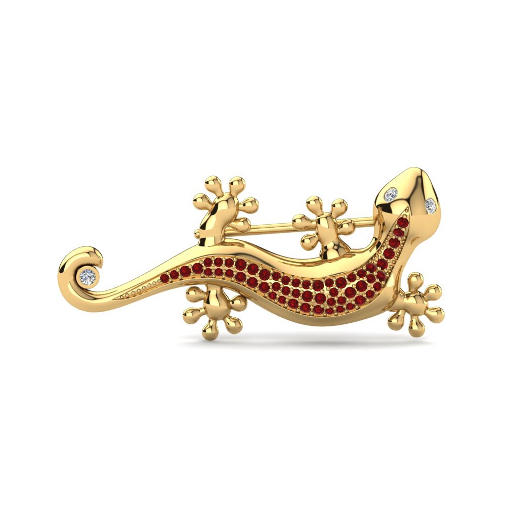 Gelbgold 375 Roter Zirkonia Brosche Kelcie