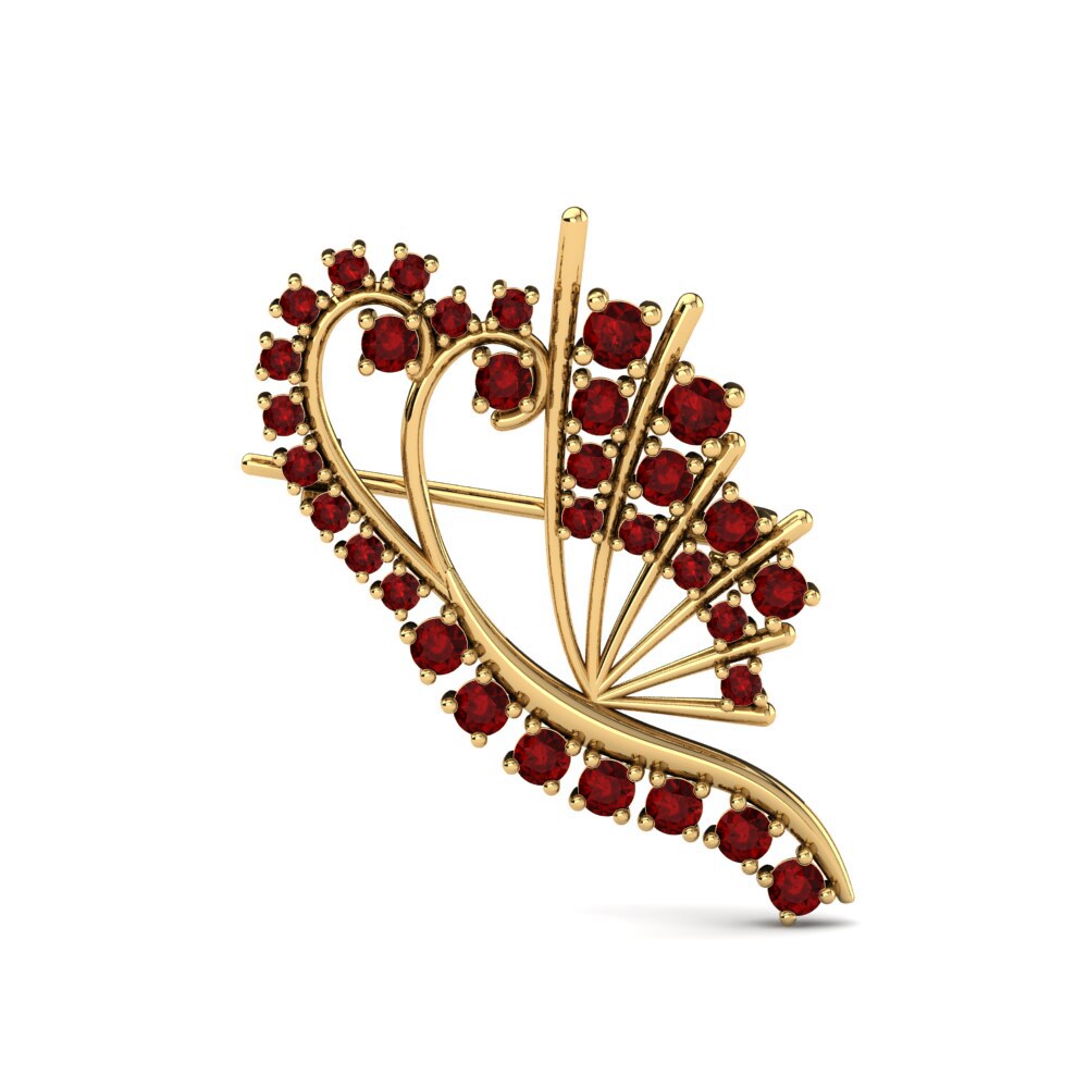 14ct Yellow Gold Red Zirconia Brooch Kericia