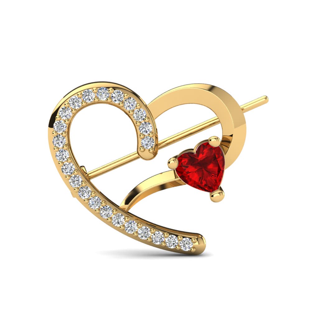 14ct Yellow Gold Red Zirconia Brooch Kerline