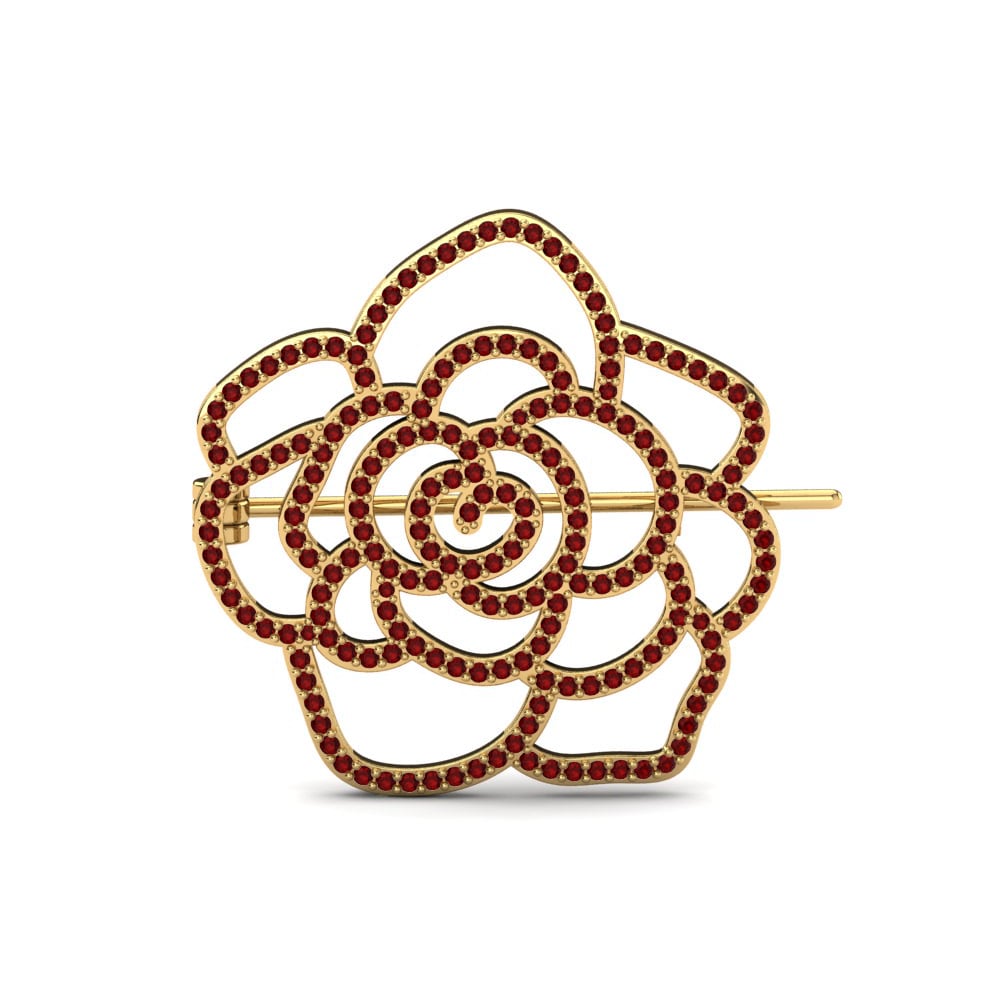 Gelbgold 375 Roter Zirkonia Brosche Kevalyn
