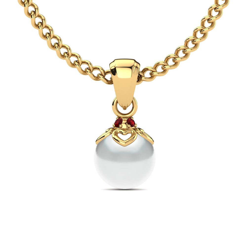 9k Oro Amarillo Circonita Roja Colgante de Mujer Keviona Ø6 mm