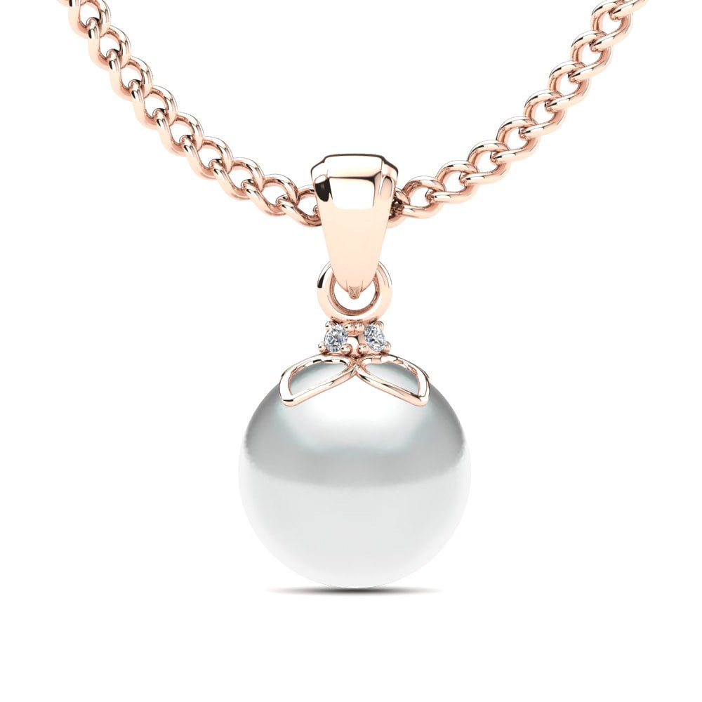 Pearl Necklaces GLAMIRA Pendant Keviona Ø8 mm 585 Rose Gold Diamond