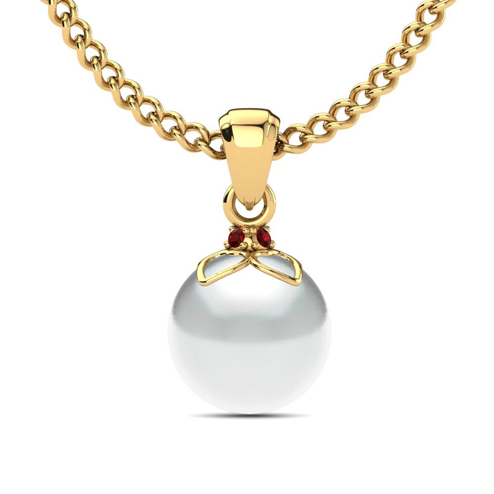 9k Oro Amarillo Circonita Roja Colgante de Mujer Keviona Ø8 mm