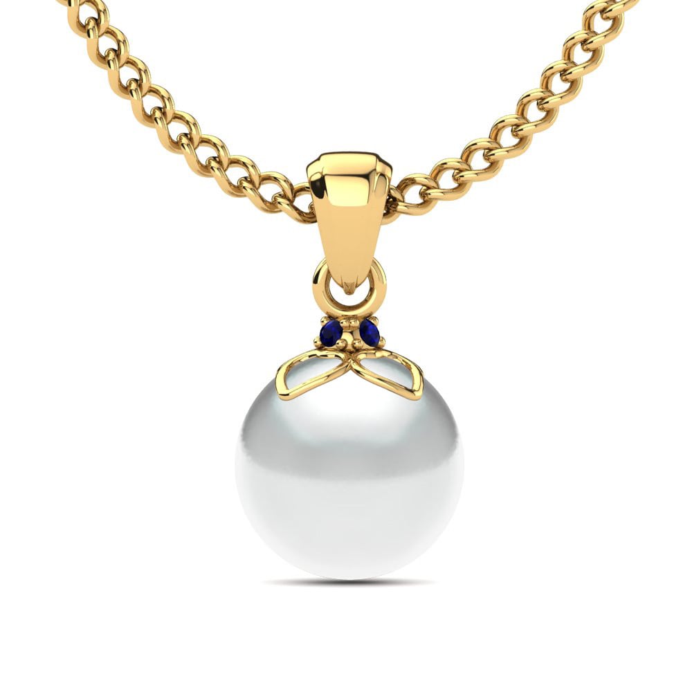Gelbgold 375 Dunkelblauer Zirkonia Damen anhänger Keviona Ø8 mm
